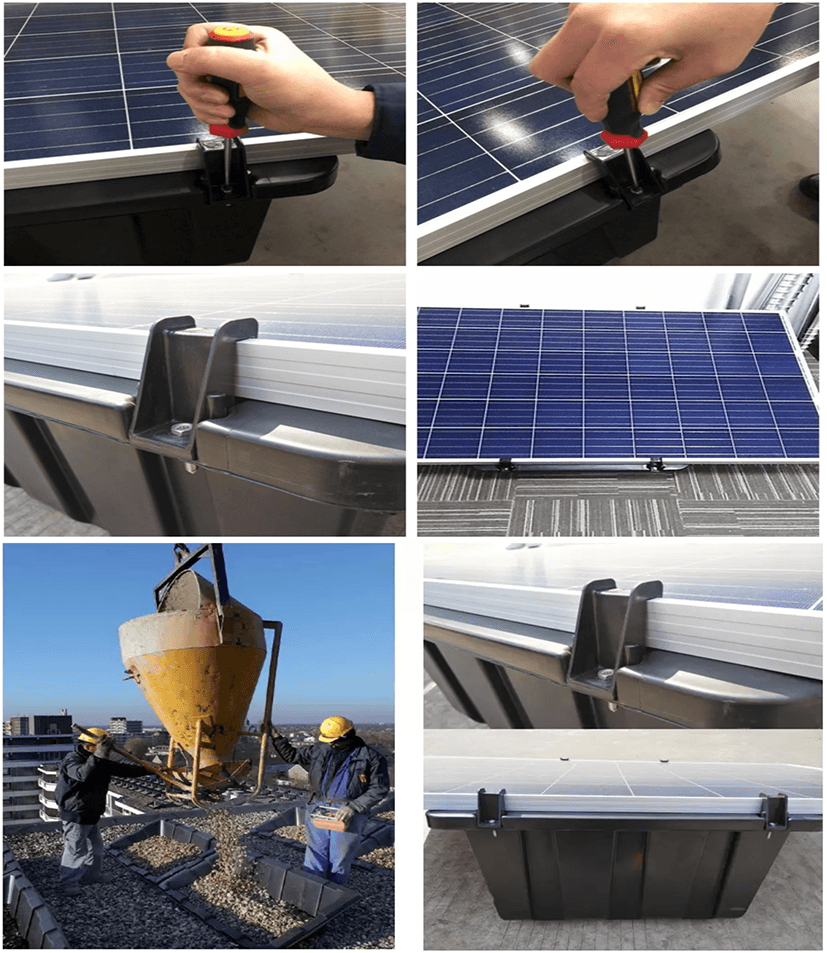 plastic flat roof solar panel bracket installation