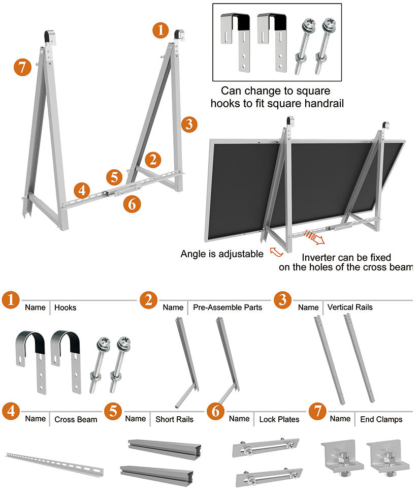 aluminum alloy balcony wall solar bracket