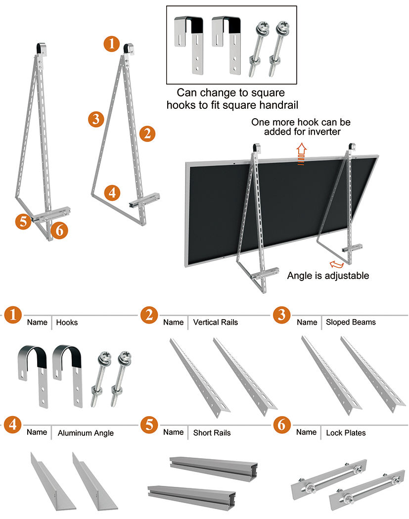 adjustable balcony solar mounting brackets offer