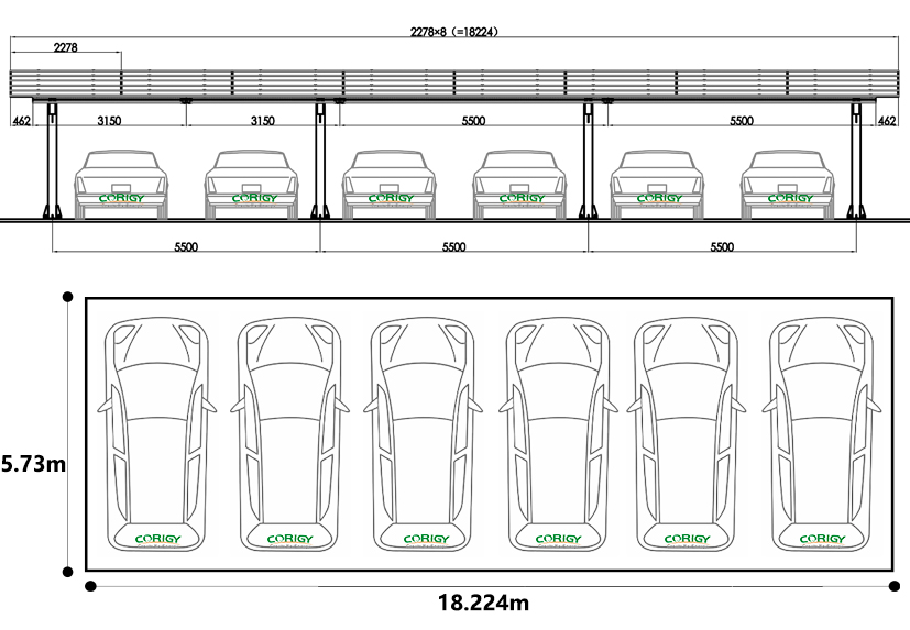 White Painting Solar Carport