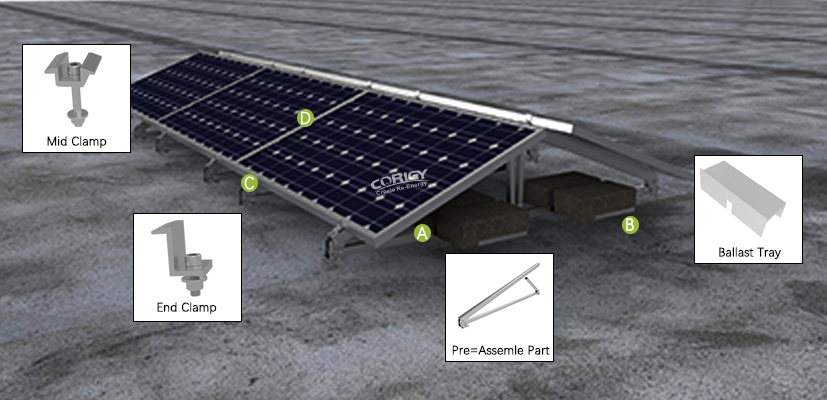 Solar Flat Roof Ballast Mount Drawing